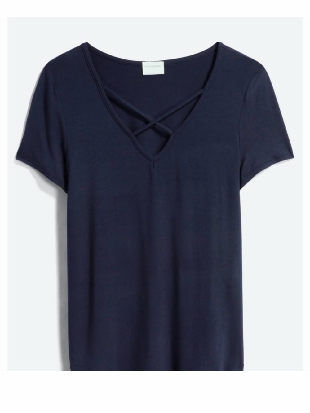 emory park Navy Crisscross V-Neck Short Sleeve Tee - Minimal